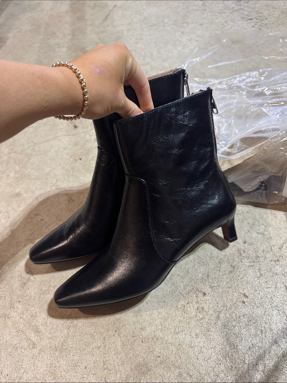 Madewell Black Pointed-Toe Leather Ankle Boots